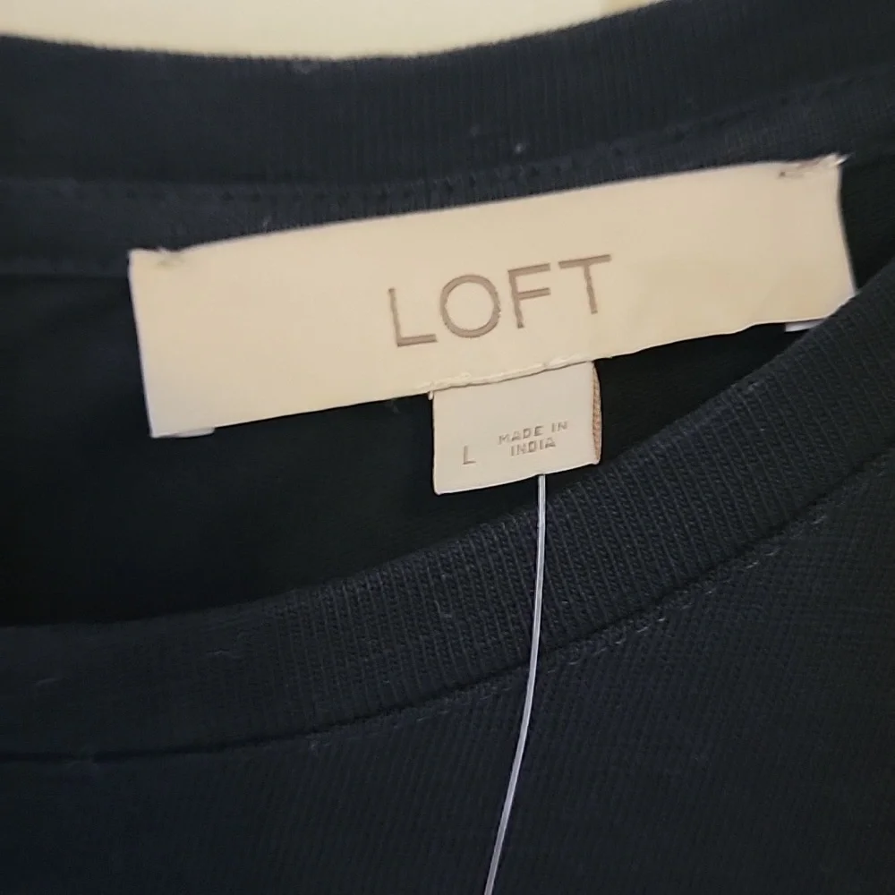 Nwt Loft Navy Shift Dress Eyelet Sleeve Large - Picture 3 of 7